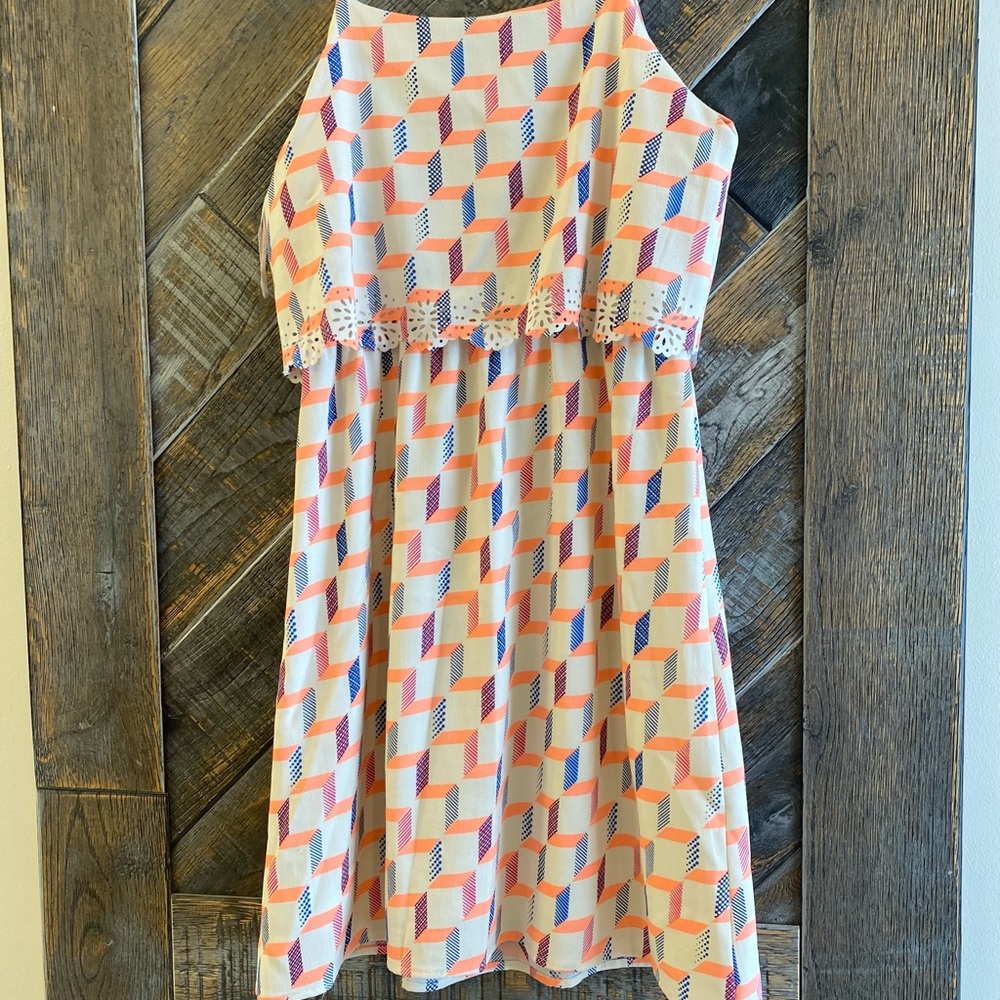 C. Luce Pink and Blue Patterned Summer Dress